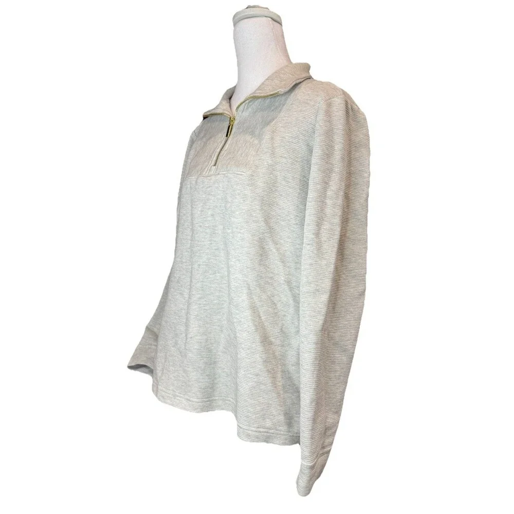 Croft & Barrow Sweater Size Medium Grey Quarter Zip Pullover Zip Women's NWT